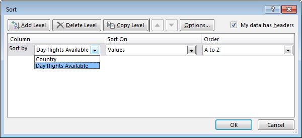 Excel 2013 Advanced Page 93 Click on the down arrow to the right of the Order section and select Custom List.