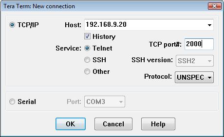 PROTO=TCP, MTU=1460 FLAGS=0x7 BACKUP=0.0.0.0 In this case, the IP address is 192.168.9.20 and the device is listening to port 2000.