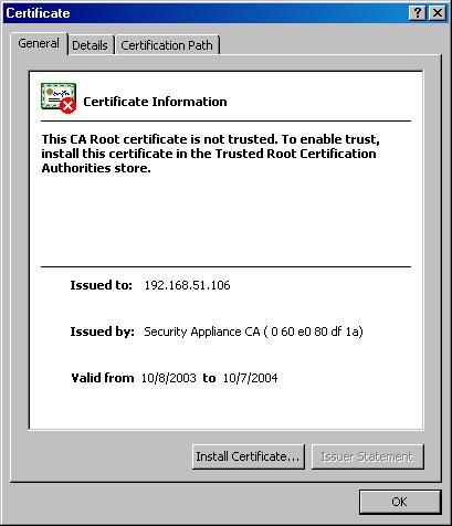 102 DOMINION SX INSTALLATION AND OPERATIONS MANUAL Installing CA Root for IE Browsers Each time you access an SSL-enabled Dominion SX unit, you will see a New Site Certificate window.