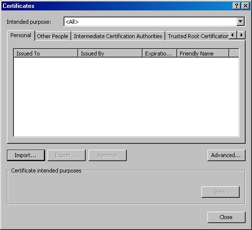 Figure 80 Internet Options Display 2. Click on the Content tab and click on the [Certificates] button.