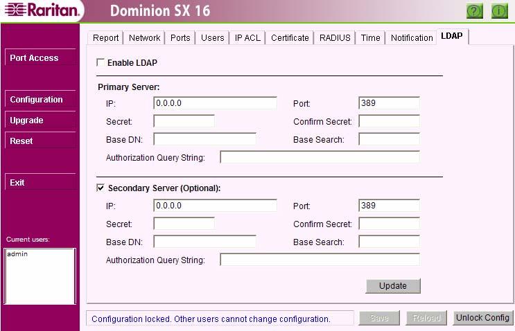 130 DOMINION SX INSTALLATION AND OPERATIONS MANUAL Lightweight Directory Access Protocol (LDAP) Using Dominion SX software revision 2.