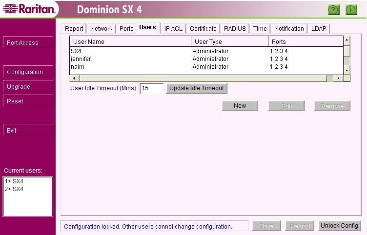 40 DOMINION SX INSTALLATION AND OPERATIONS MANUAL Users Overview The Users configuration screen provides a place to define a user list with appropriate unit access permissions.