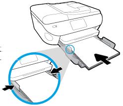 Slide the paper-width guides inward until they stop at the edges of the paper. 4. Push the paper tray back in. 5. Change or retain the paper settings on the printer display.