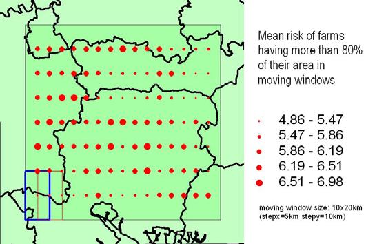 Mean risk Mapping calculated statistics per moving windows 11 Mapping