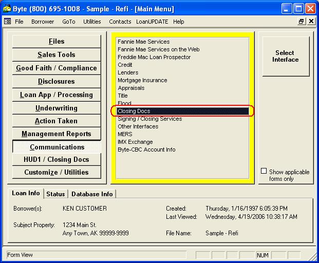 Byte Classic Miracle Integration Guide 7 Exporting a loan to MRG can be done