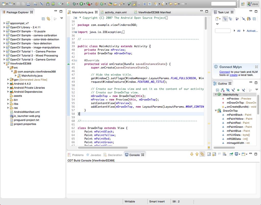 Figure 2. Development console within the Eclipse IDE. 7. To install the ADT plugin, necessary to develop Android applications, click Help > Install New Software. 8.