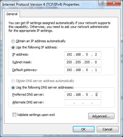 (Configured a static IP address manually within the same subnet of the