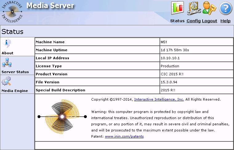 c. Log on to the Interaction Media Server configuration webpage with the administrative user ID