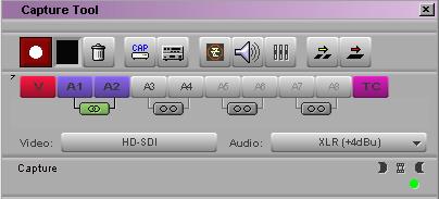 Multichael Audio Settig Up the Capture Tool The Capture tool provides cotrols for cueig, markig, ad loggig footage, ad specifies capturig parameters such as source ad target locatios.