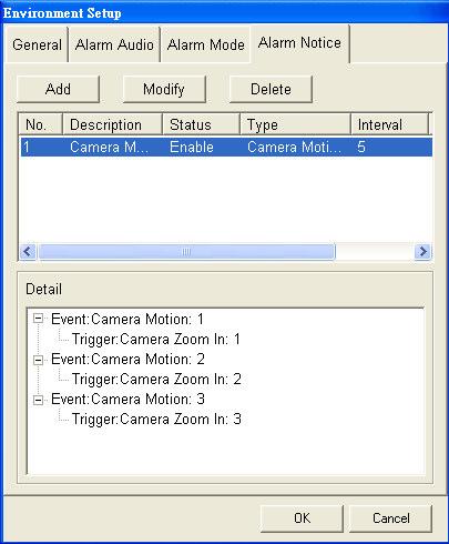4-3-2-4 Alarm Notice Before you activate Event to Zoom function, you should have the Alarm Notice configuraiton in
