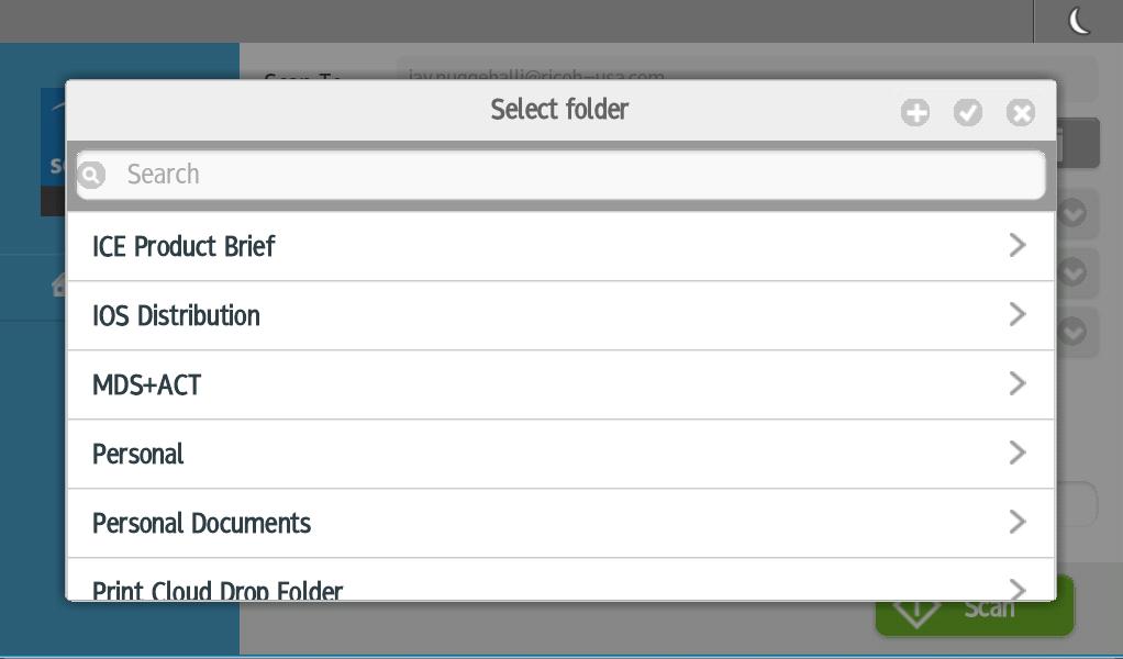 Folder Selection Pressing ICON displays Folder selection dialog box.