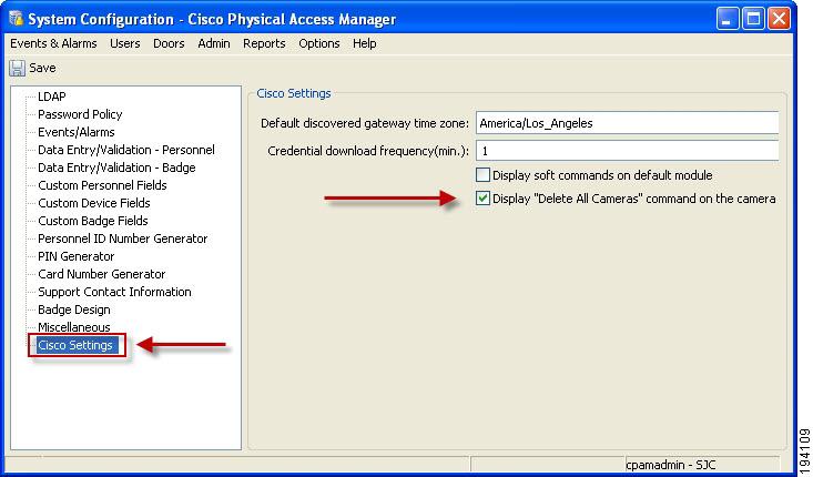 Chapter 15 Managing the Camera Inventory Step 2 Enable the Delete All Cameras command and the Allow deletion of devices with events option in the System Configuration settings.