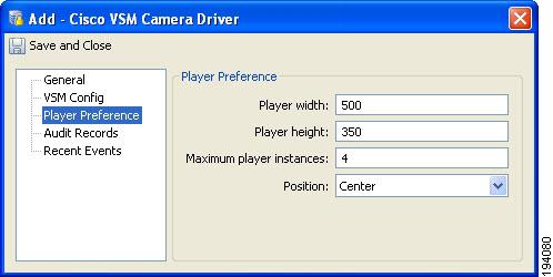 Enabling Chapter 15 Step 4 Step 5 Enter the camera Player Preferences: Player width: the width of the video player in pixels. Player height: the height of the video player in pixels.