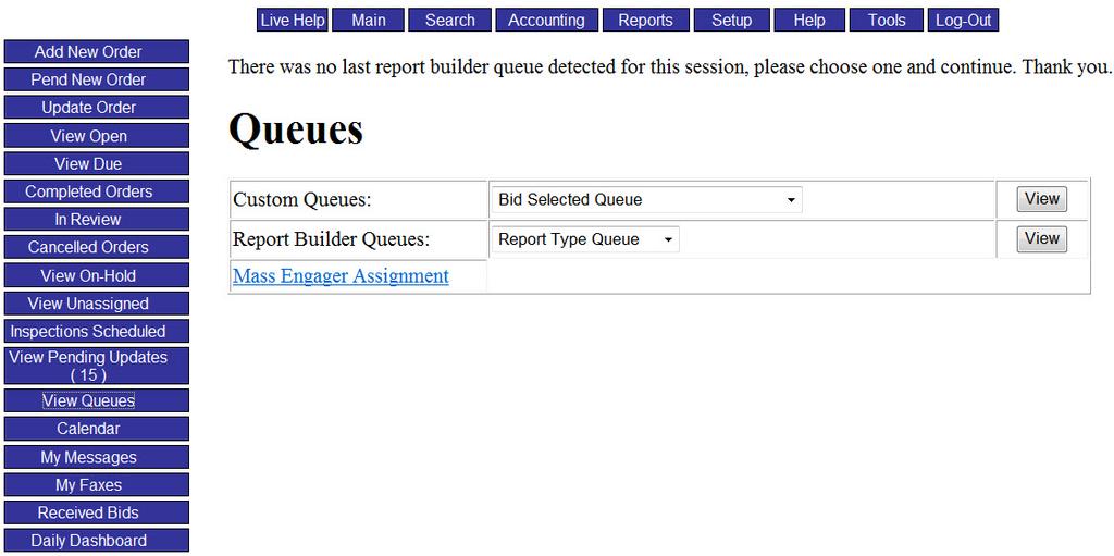 Configuring a Custom Queue etrac Report Builder can be used to create customized Queues, which can be run from the Main tab in etrac. When creating a custom Queue, Static Filters must be used.