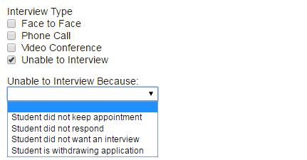 3. Once you have entered the Interview Date you need to select the Interview Type.