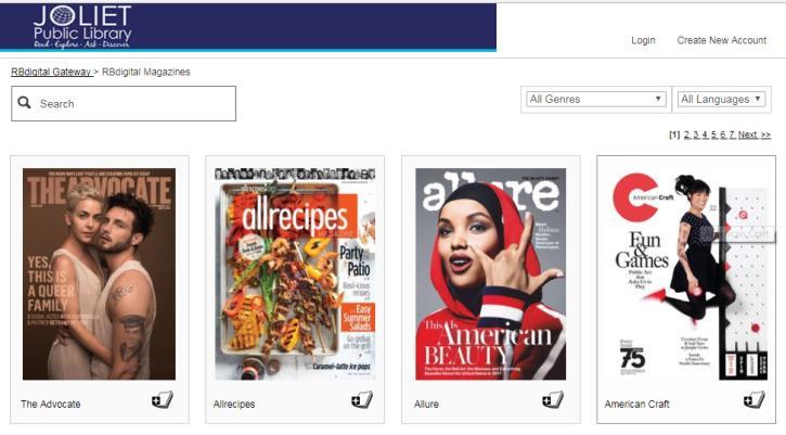 RBdigital (Magazines) 1. Open your web browser and go to https://www.rbdigital.com/jolietil/service/magazines/landing?