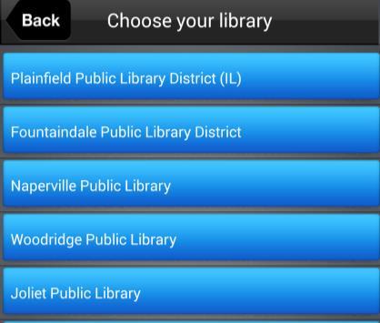 4. Choose the Joliet Public Library and type in