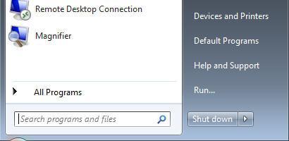 Windows 7: Win-10 Vista WinXP Začetek Kliknite na gumb 'Start': To je gumb Start v Win-7, ki se nahaja levo spodaj