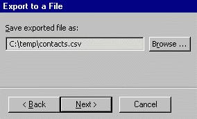 "Contacts" folder, you will have to import each