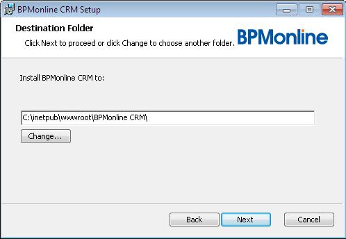 Installing the bpm online application on-site Fig. 314 Specifying the destination folder IIS SETTINGS Specify the website settings used in IIS (Fig. 315): Fig.