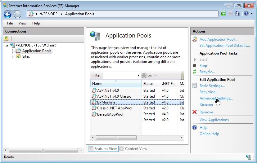 User guide Fig. 320 Editing the Application Pools parameters 5.