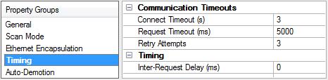 11 connections can influence how many errors or timeouts a communications driver encounters. Communications Timeouts properties are specific to each configured device.