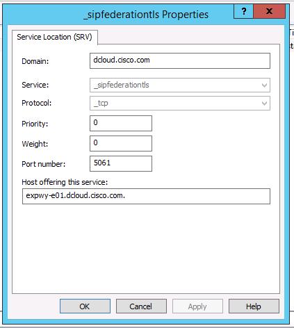 Configure Cisco SIP B2B Federation with Microsoft External DNS Configuration Microsoft specific DNS Federation SRV record for your domain In case of multi