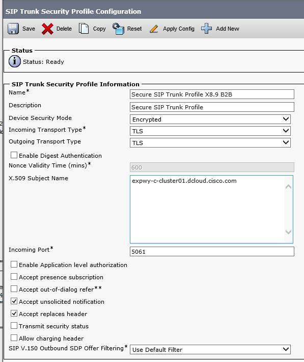 Configuring Cisco SIP B2B Federation with Microsoft SIP Trunk SIP Trunk Security