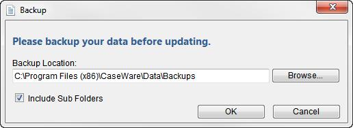 In this dialog, type the location of the backup folder.