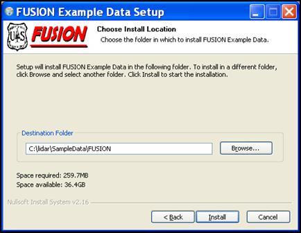 1. On the FUSION webpage you will notice there are two options of example data to choose from.