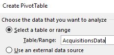 Assure that the range selected is the entire table.