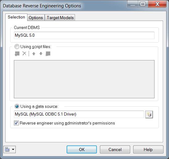 Slika 21: Opcije reverznog inženjeringa Odabir tabela za reverzni inženjering Kada se PD nakači na MySQL server ponudide da uradi reverzni