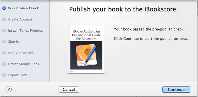 Exporting Menu Publishing Menu 5) Publishing Publishing your book to itunes is also just a few steps away.