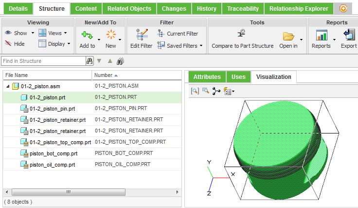 CAD Data Management: Comparing Structures From the top screen, click Compare Part Structure to launch the Structure Compare tool from either a CAD