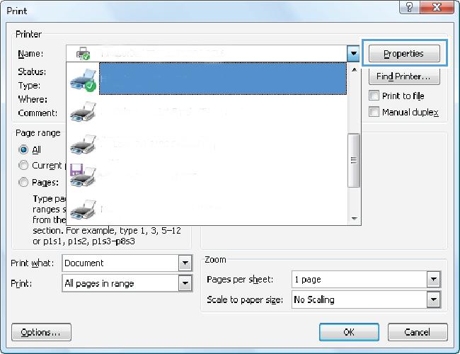 Print tasks (Windows) How to print (Windows) Automatically print on both sides (Windows) Manually print on both sides (Windows) Print multiple pages per sheet (Windows) Select the paper type