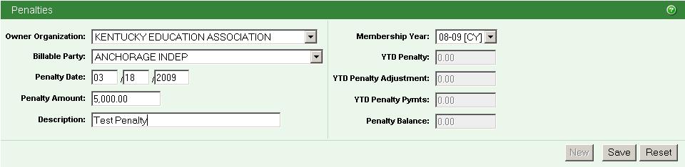 PENALTY ASSESSMENT/WRITE OFF TRANSACTION IMS Funds Receivables/Transaction Processing A manual Penalty Assessment transaction is used to assess a late fee to a Billable Party when they are late in