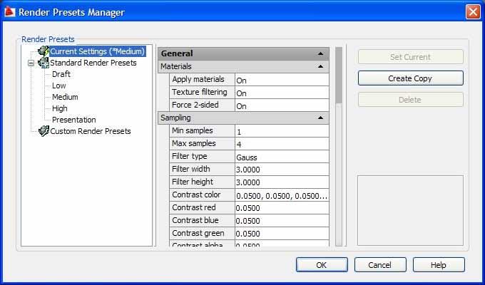Creating Render Presets Adjust presets or create your own using the Render