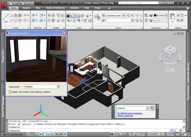 Placing Cameras and Creating Views Much easier than in previous versions Each time you place a camera, AutoCAD