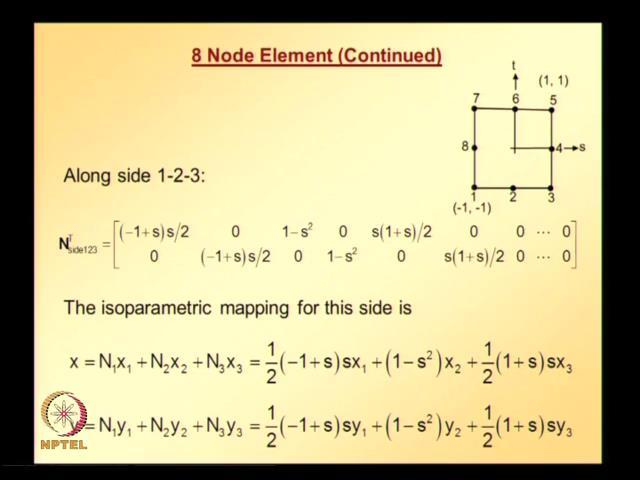So, to evaluate equivalent nodal load vector again we require knowing, what is the shape function matrix along that particular side, along
