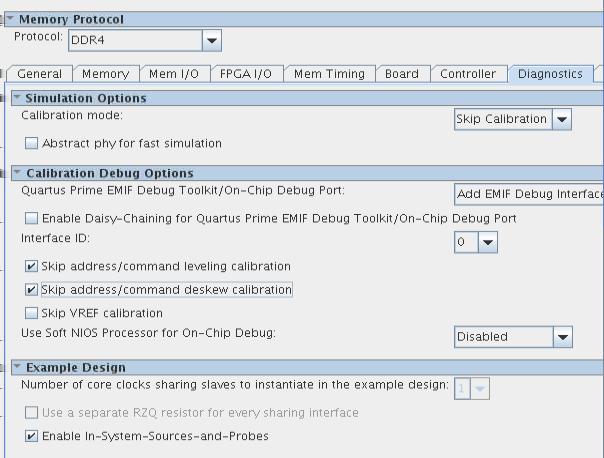 Figure 19. Diagnostics Tab 5. Click the Diagnostics tab and specify the following: Turn on Skip address/command leveling calibration. Turn on Skip address/command deskew calibration. 6. Click Finish.