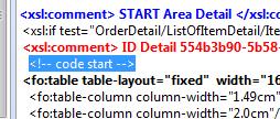 Start Code: will be place before the table creation for the area.