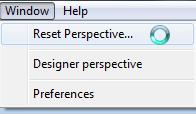 The preferences dialog In the windows menu there are 3 items (4 if you install the SVN plugin): the reset perspective will replace all the view in the original position.