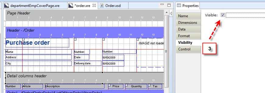Last, as you see in the Visible property in the Detail Columns header this header which will be generated before the detail area and contain the labels of the columns.