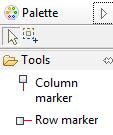 You use the Row and Column marker object of the palette and place them in the position where you want to have the row and column separation of the generated table The cases where you need to define