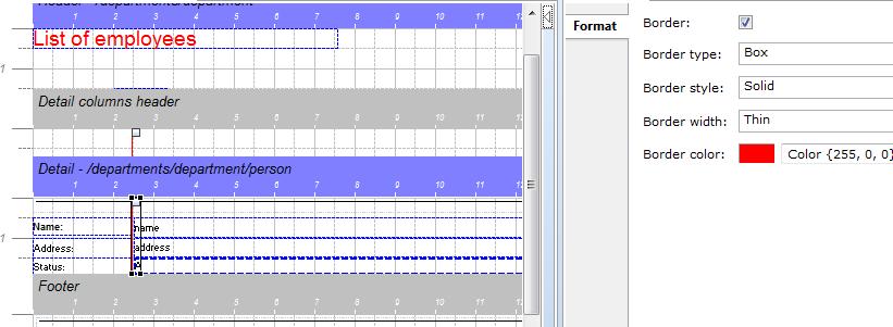 Drawing lines with columns and rows markers Columns and row marker can be used for drawing vertical and horizontal lines. By clicking on the marker icon, the properties will be displayed.