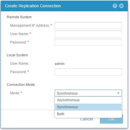 This configures a private replication connection for the pair of systems.
