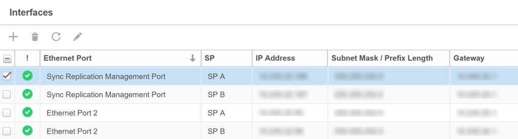 Next, configure an IP address for SPA and SPB to be used for the replication interfaces. Once done, click OK. Figure 28. Create Replication Network Interface Window.