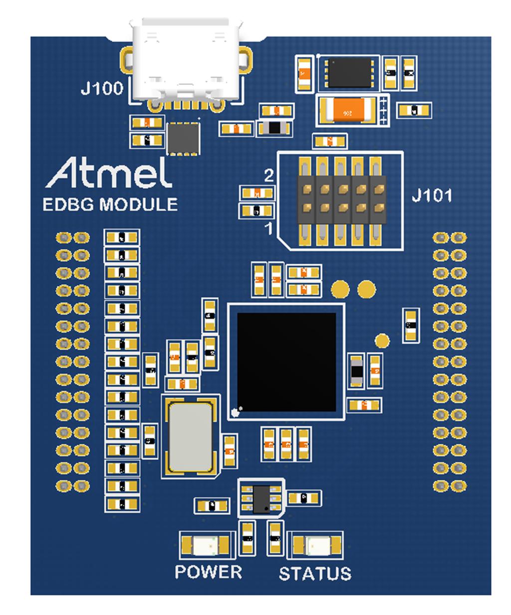 5. Embedded Debugger (EDBG) The demo kit features an on-board Embedded Debugger (EDBG) module. This can be used for programming and debugging the firmware using Atmel Studio. Figure 5-1.
