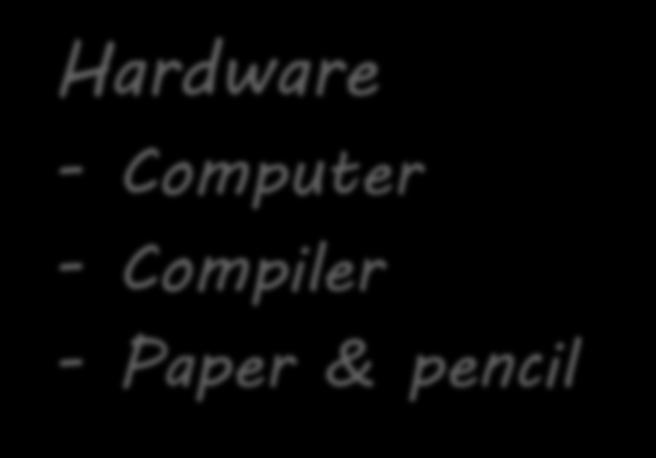 Required Tools Hardware - Computer - Compiler - Paper