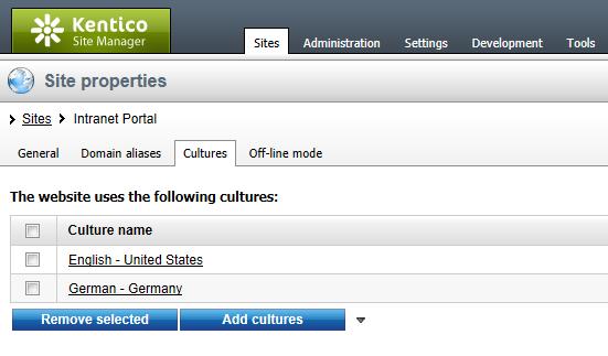 116 Kentico CMS 6.0 Intranet Administrator's Guide Once you have more than one culture in the list, the Language toolbar is displayed in CMS Desk -> Content.